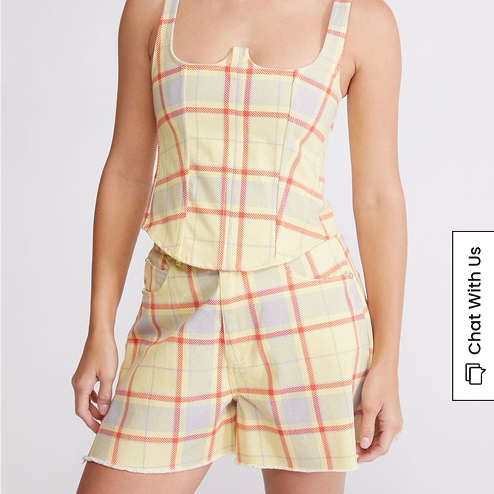 WeWoreWhat Boyfriend Plaid Short- Size 30- Garden Glade NWT